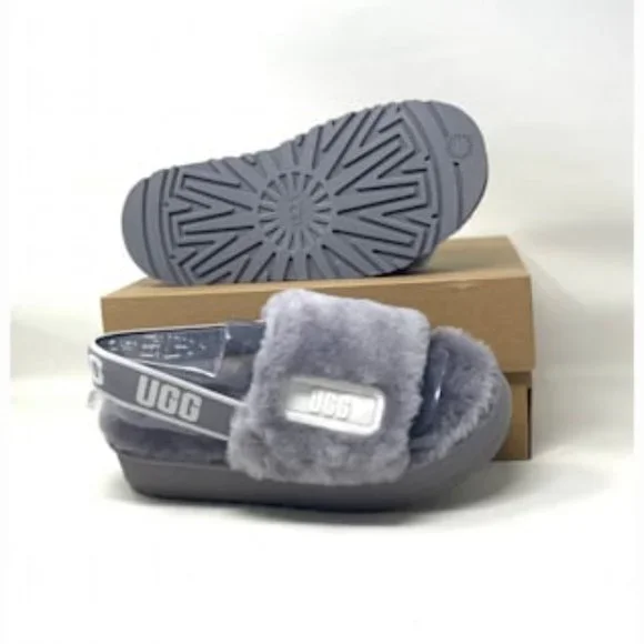 UGG Women's DISCO Slides Gray White Women's Size 1112258 SAMT - Picture 8 of 11